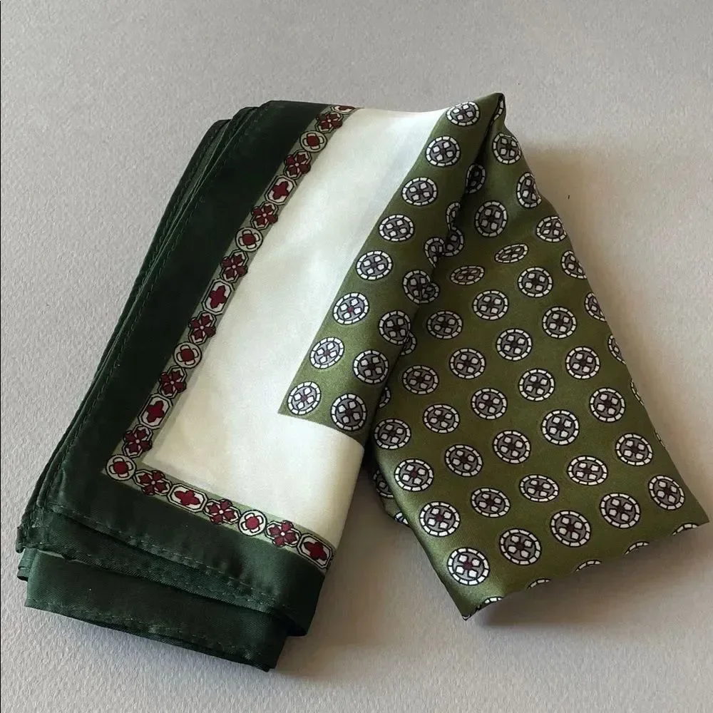 Olive Green Patterned scarf N1287